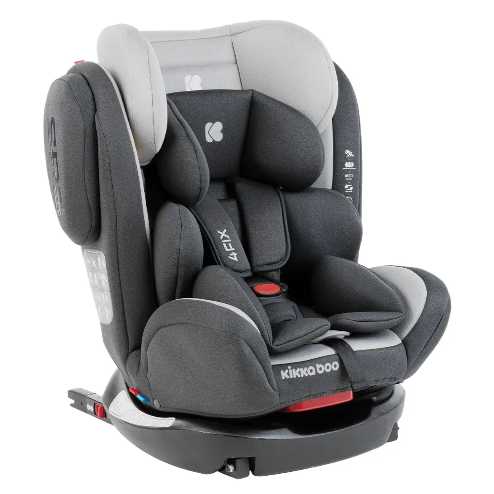 Scaun auto 3-în-1 Kikka Boo 4 Fix DOUBLE ISOFIX, Grupa 0+ (0-13 kg), Gri deschis