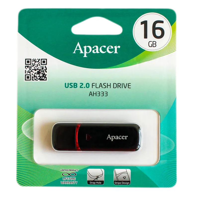 Memorie USB Apacer AH333, 16GB, Negru/Rosu