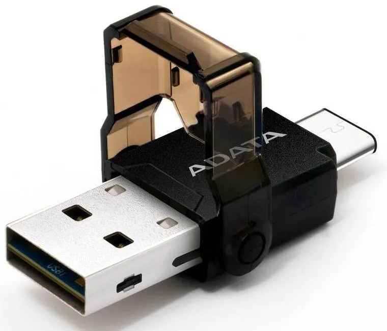 Cititor de carduri ADATA ACMR3PL-OTG-RBK, USB Type-C, USB Type-A, Negru