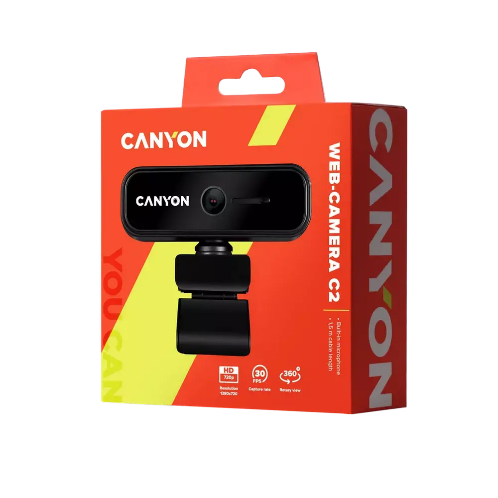 Cameră Web Canyon C2, Full-HD 1080P, Negru