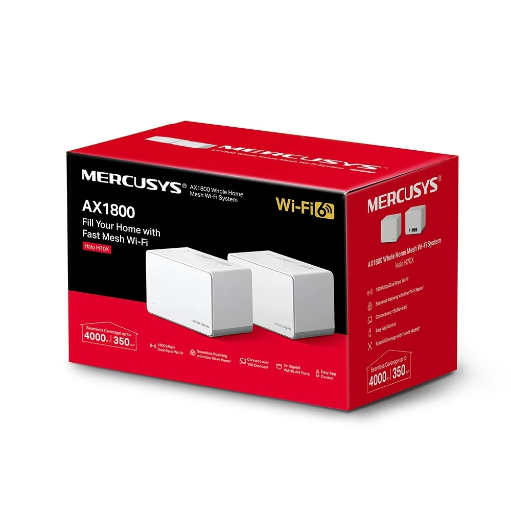 Sistem Wi-Fi Mesh MERCUSYS Halo H70X (2-pack), Alb
