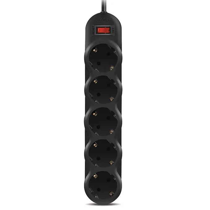 Prelungitor electric SVEN SF-05, 5 Prize, 1m, Negru