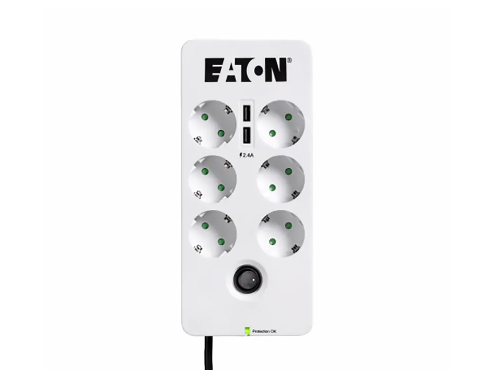 Prelungitor electric Eaton PB6UD, 6 Prize, 1,5m, Alb