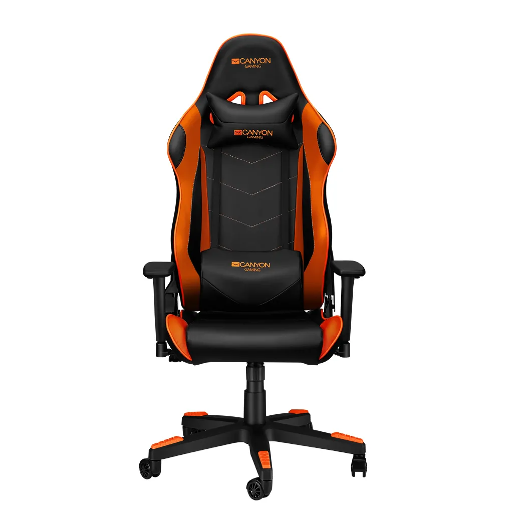 Scaun Gaming Canyon Deimos, PU Piele, Negru/Portocaliu