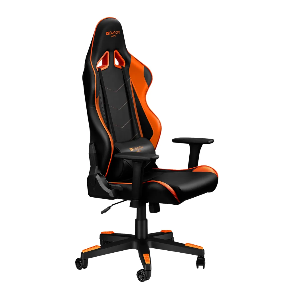 Scaun Gaming Canyon Deimos, PU Piele, Negru/Portocaliu