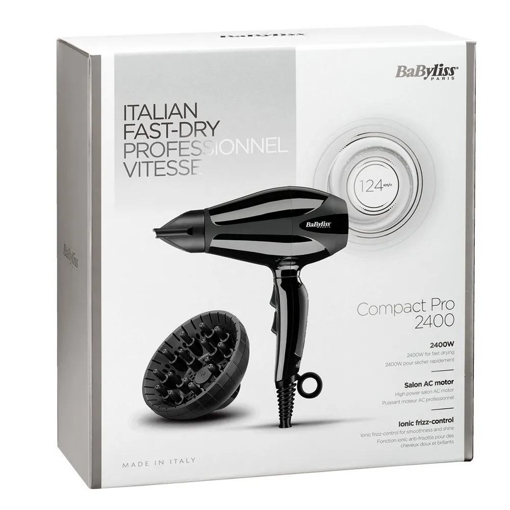 Uscător de păr BaByliss Compact Pro 6715E, 2400 W, Negru
