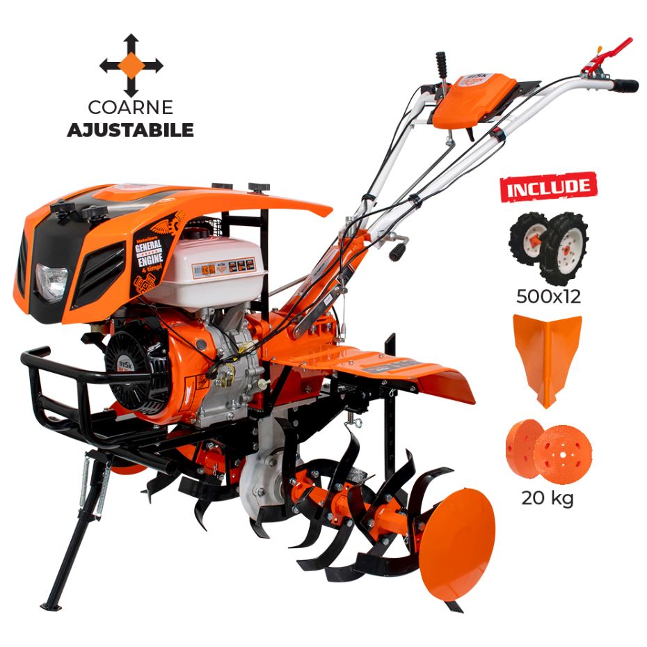 Motoсultor Ruris 915K + roti cauciuc 5.00-12+rarita+set contragreutati 20kg
