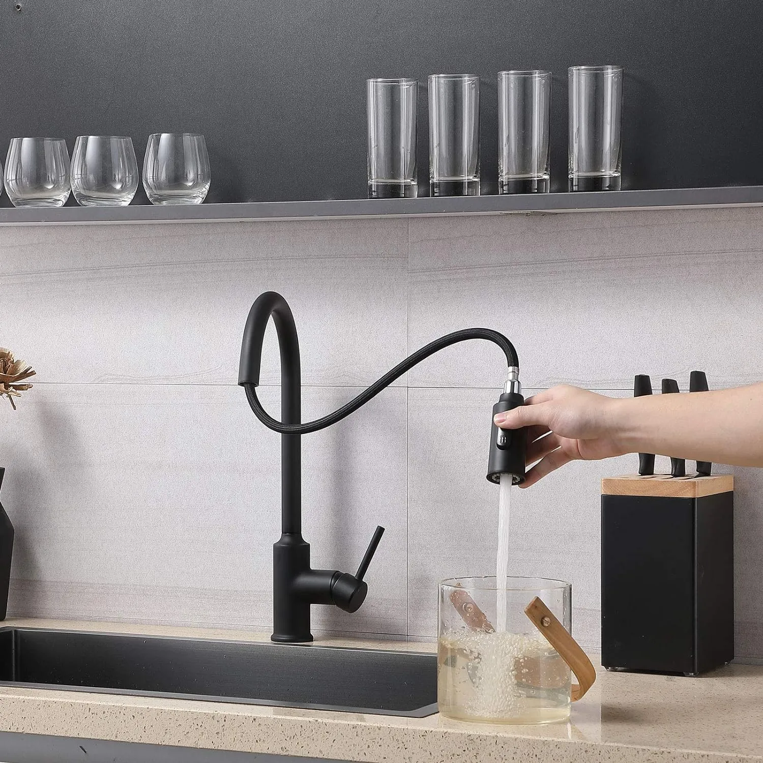 SET Arona 760 Chiuveta SANDONNA (Negru Metalic) + Baterie bucatarie SanDonna CAMI Negru