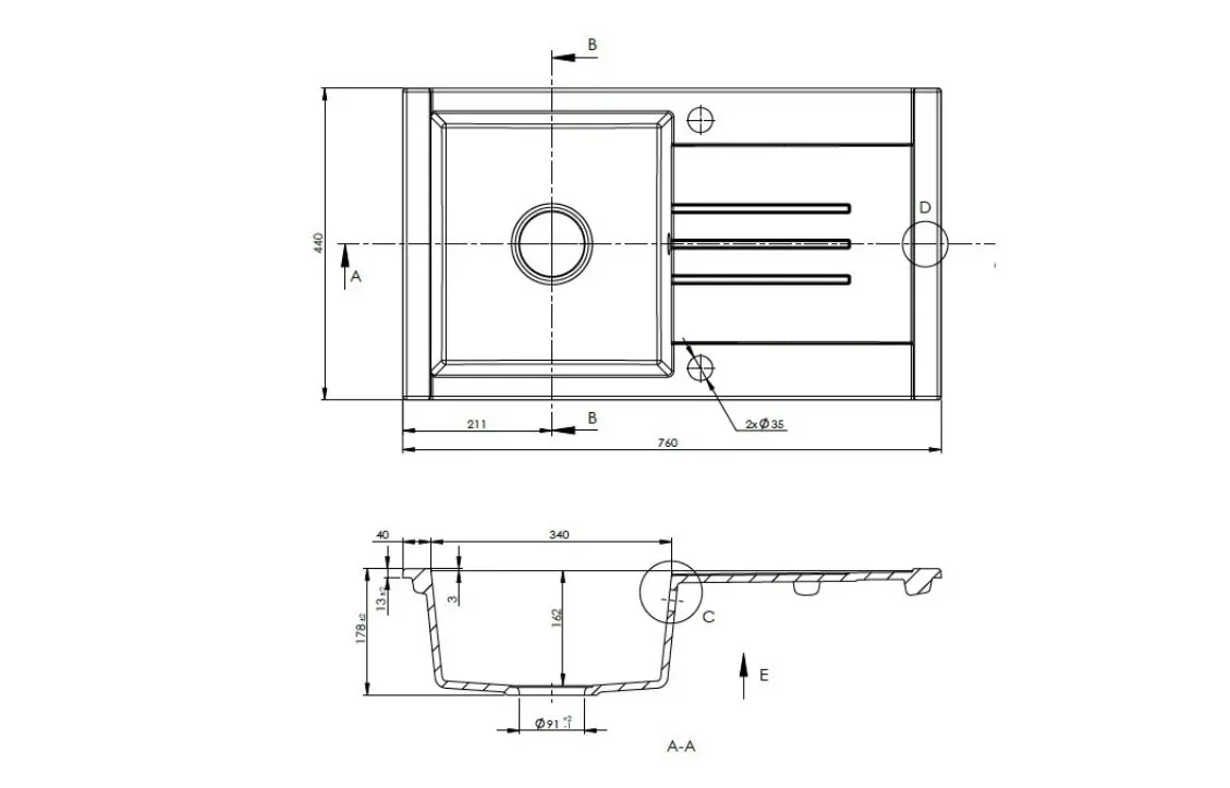 SET Arona 760 Chiuveta SANDONNA (Negru Metalic) + Baterie bucatarie SanDonna CAMI Negru