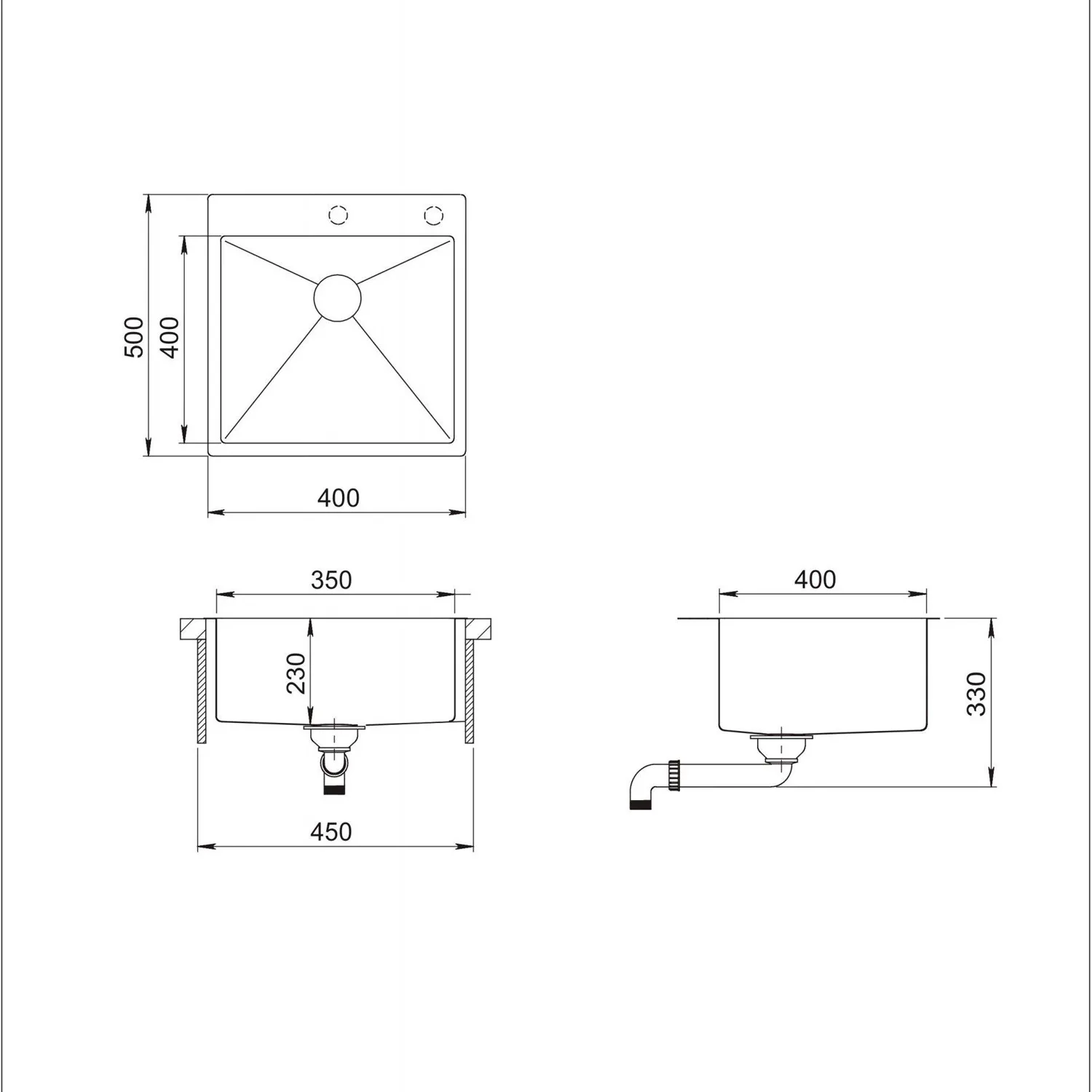 Chiuveta handmade SanDonna HD4050 (Crom satin)