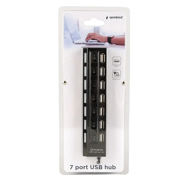 Adaptor Hub Gembird UHB-U2P7-04, Negru