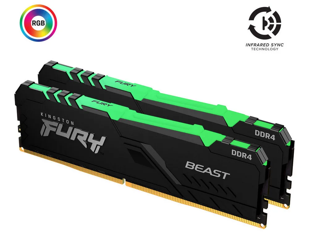 Memorie RAM Kingston FURY Beast RGB, DDR4 SDRAM, 3600 MHz, 16GB, KF436C17BBAK2/16