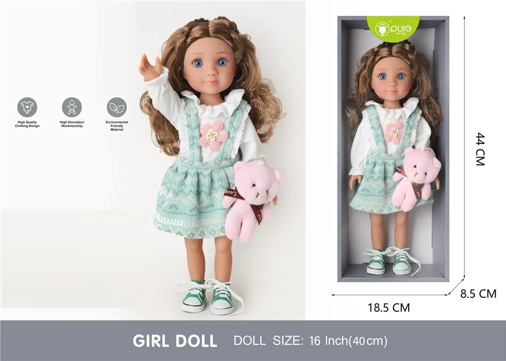 Păpușă Pure Baby, 40 cm, în rochie turcoaz