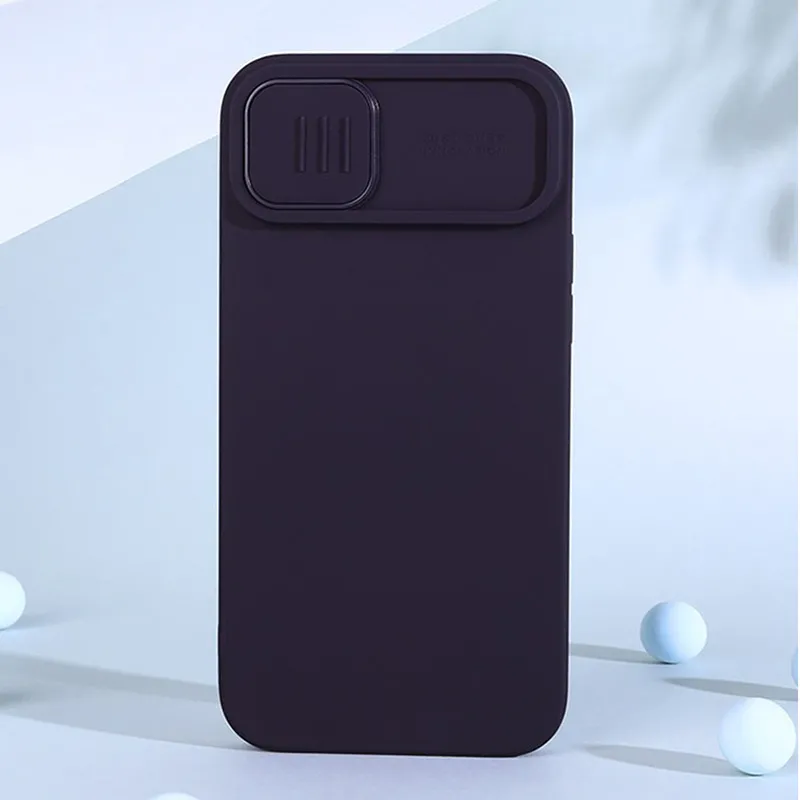 Husă Nillkin iPhone 14 CamShield Silky Magnetic Silicone, Violet închis