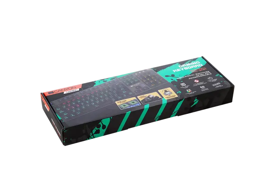 Gaming Keyboard Canyon Nightfall, Mechanical, Black SW, Anti-ghosting, Backlight, Macros, Wrist rest