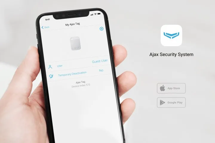 Cheia de securitate fără contact Ajax Tag, Alb