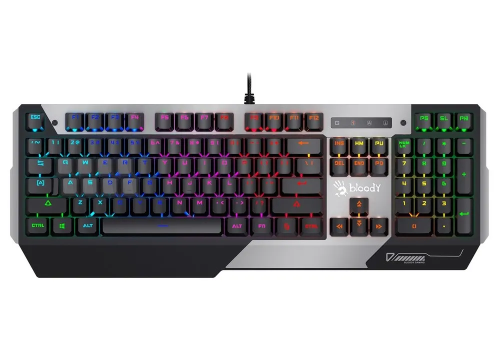 Tastatură Bloody B865R, Cu fir, Negru/Argintiu