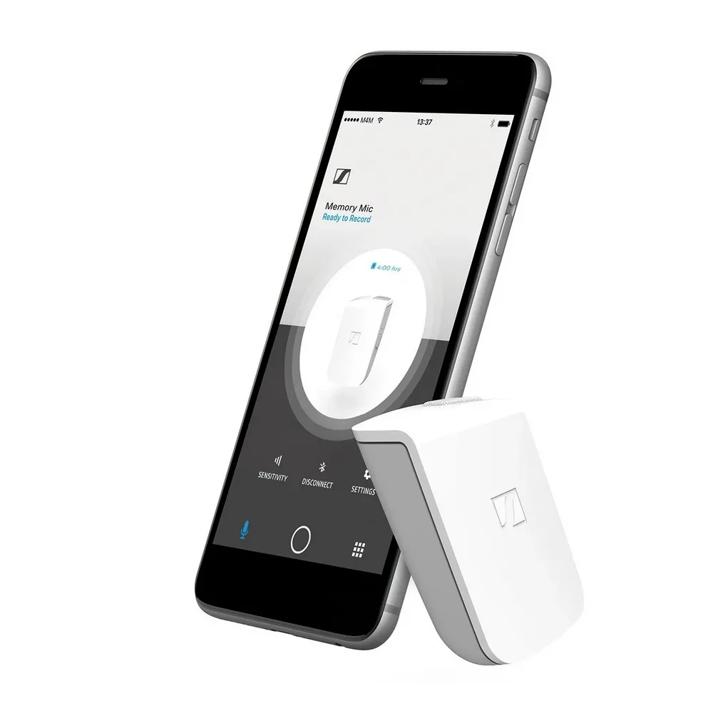 Microfon portabil pentru înregistrare vocală Sennheiser Memory Mic, Fără fir, Alb