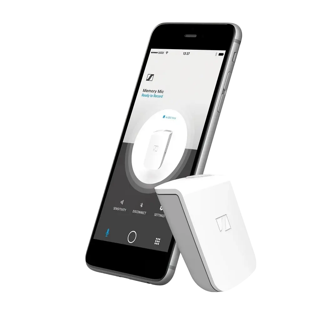 Microfon portabil pentru înregistrare vocală Sennheiser Memory Mic, Fără fir, Alb