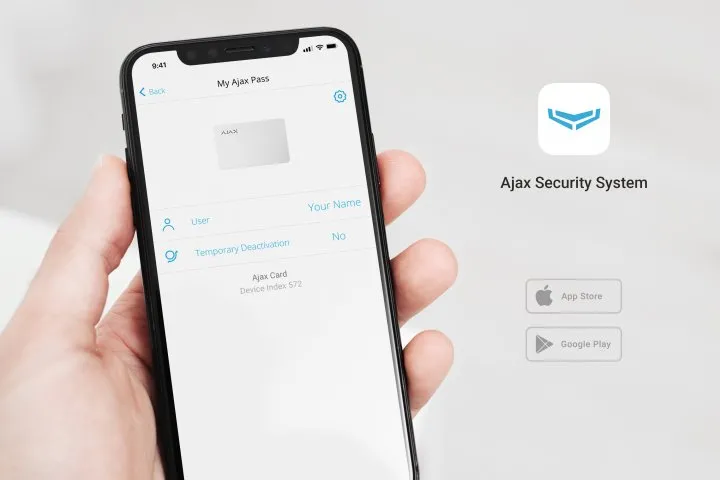 Card securizat fără contact Ajax Pass, Alb