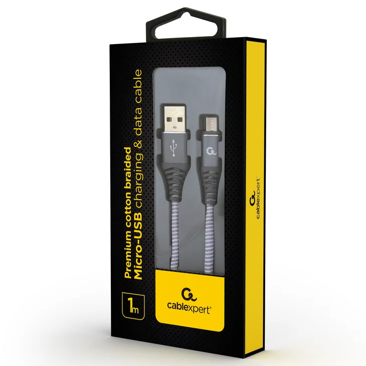 Cablu încărcare și sincronizare Cablexpert CC-USB2B-AMmBM-1M-WB2, USB Type-A/micro-USB, 1m, Gri