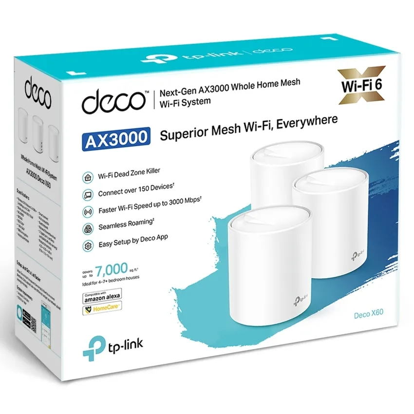 Sistem Wi-Fi Mesh TP-LINK Deco X60 (3-pack), Alb