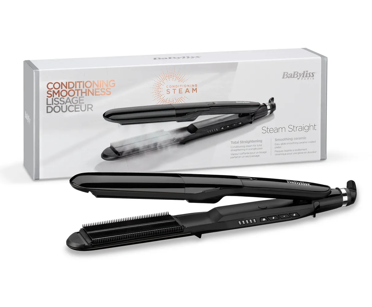 Placă de îndreptat părul BaByliss Steam Straight ST492E, Negru