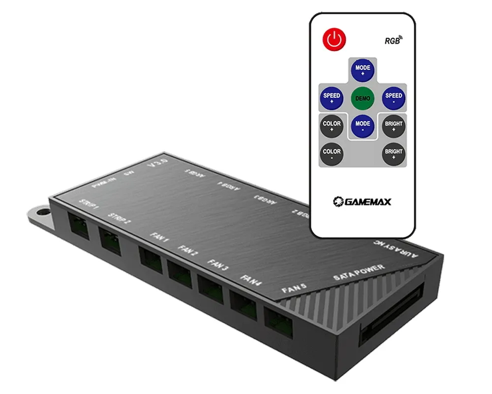 Ventilator Hub Gamemax PWM+RAINBOW Controller(V3.0), Negru
