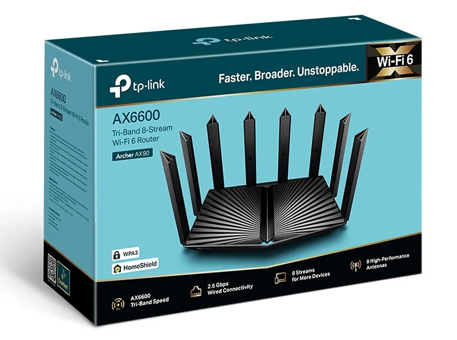 Router fără fir TP-LINK Archer AX90, Negru