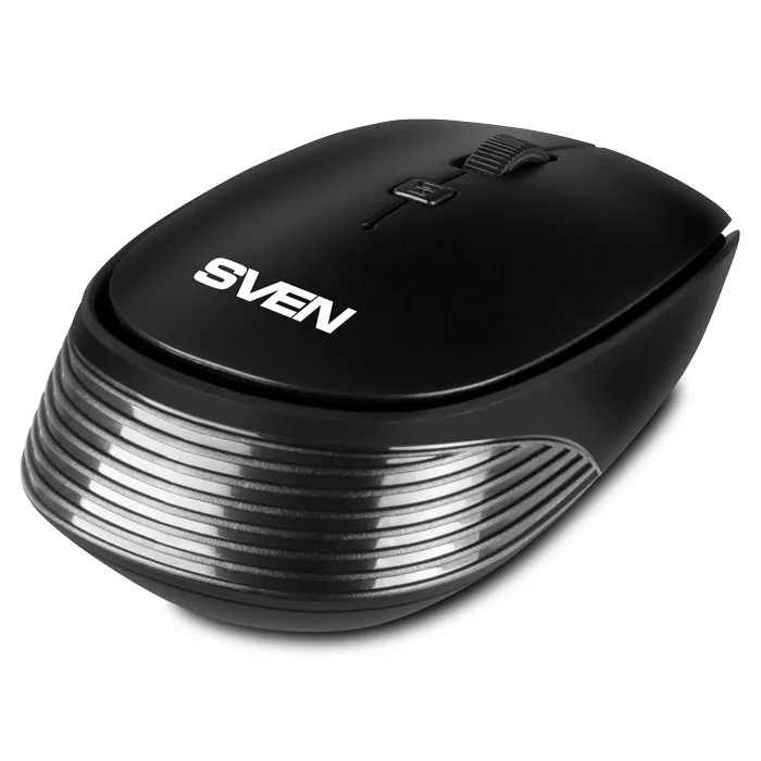 Wireless Mouse SVEN RX-210W, Optical, 800-1400 dpi, 4 buttons, Ambidextrous, 1xAA, Black