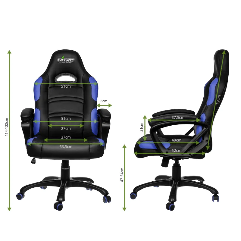Scaun Gaming Gamemax GCR07, PU Piele, Negru/Albastru