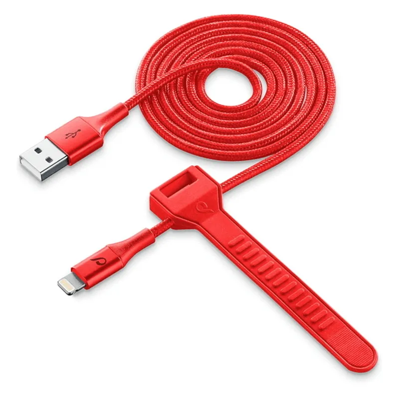 Cablu încărcare și sincronizare Cellularline Satellite MFI, USB Type-A/Lightning, 1m, Roșu