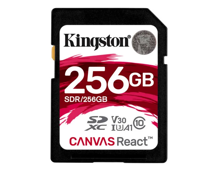 256GB  SDXC Card (Class 10) UHS-I , U3, Kingston Canvas React 