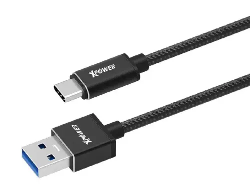 Cablu încărcare și sincronizare Xpower Type-C cable Nylon, USB Type-A/USB Type-C, 1m, Negru