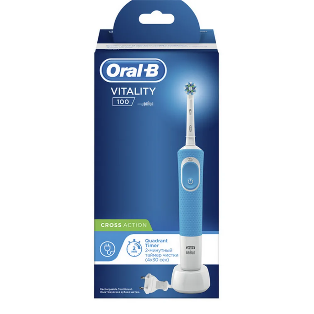 Periuță de dinți electrică BRAUN Vitality 100 Cross Action, Alb Albastru
