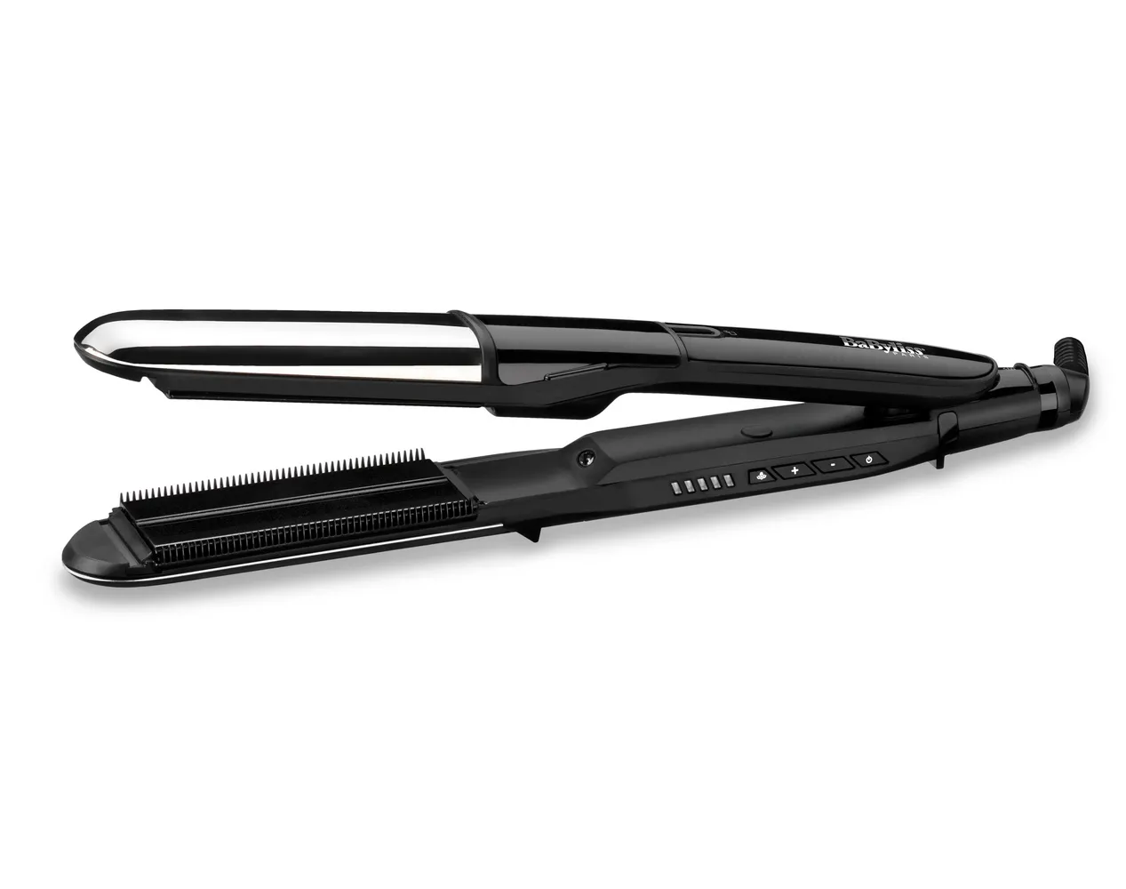 Placă de îndreptat părul BaByliss 2 in 1 Steam Shine ST496E, Negru | Argintiu