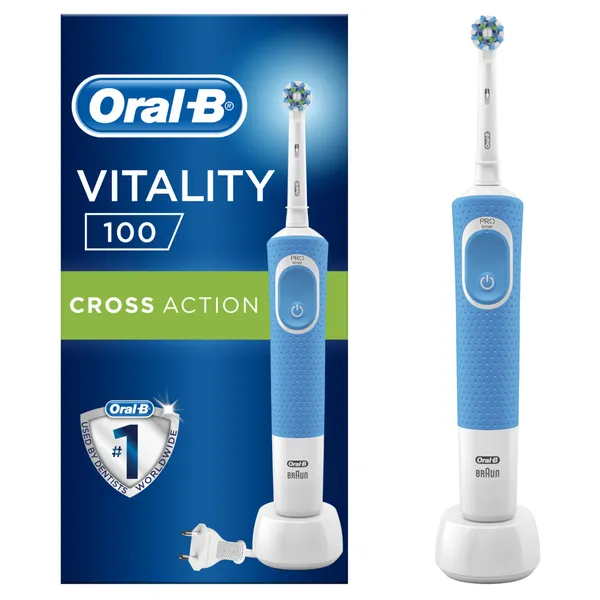 Periuță de dinți electrică BRAUN Vitality 100 Cross Action, Alb Albastru