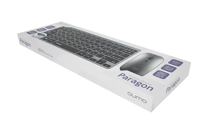 Set Tastatură + Mouse QUMO Paragon, Fără fir, Argintiu