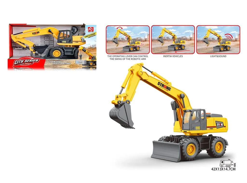 Excavator cu inertie cu lumini, galben
