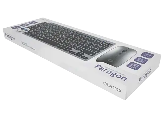 Set Tastatură + Mouse QUMO Paragon, Fără fir, Argintiu