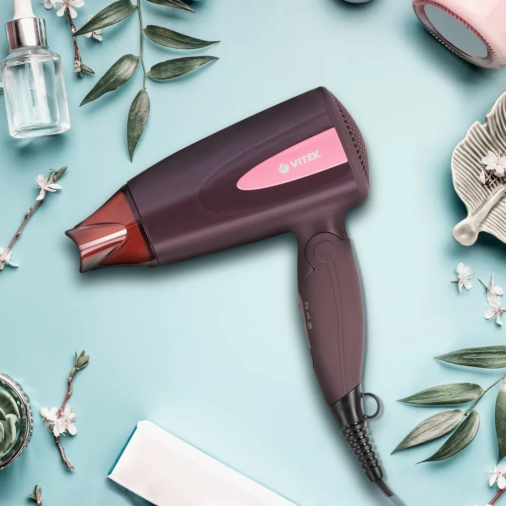 Uscător de păr compact VITEK VT-2261, 1300 W, Bordo