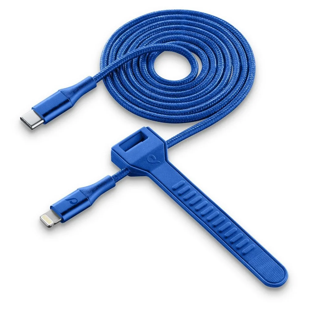 Cablu încărcare și sincronizare Cellularline Satellite MFI, USB Type-C/Lightning, 1m, Albastru