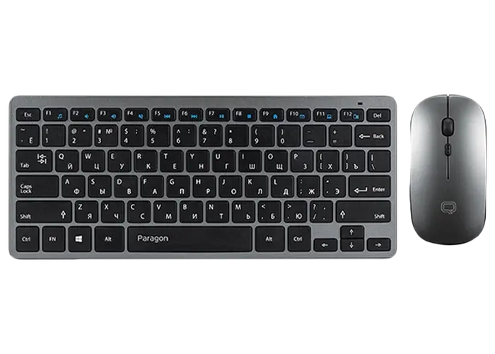 Set Tastatură + Mouse QUMO Paragon, Fără fir, Argintiu