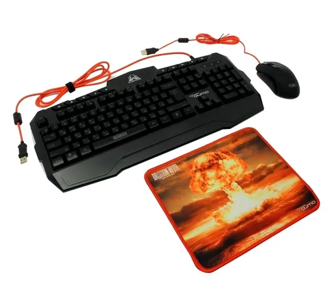 Set Tastatură + Mouse + Mouse Pad QUMO Wartime, Cu fir, Negru