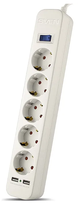 Prelungitor electric SVEN SF-05LU, 5 Prize, 1,8m, Alb