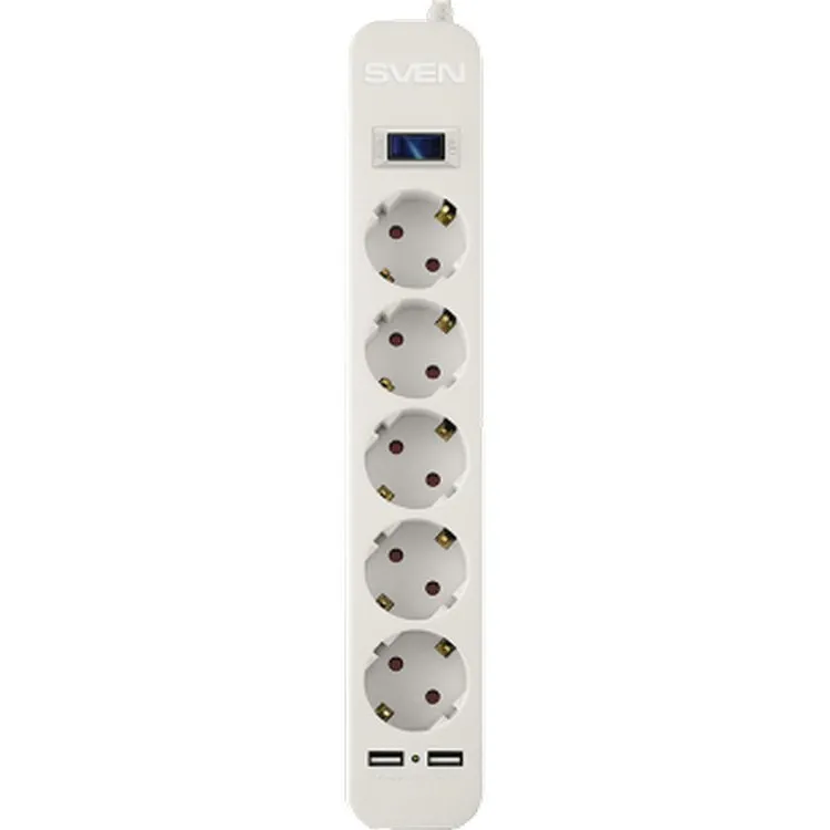 Prelungitor electric SVEN SF-05LU, 5 Prize, 1,8m, Alb