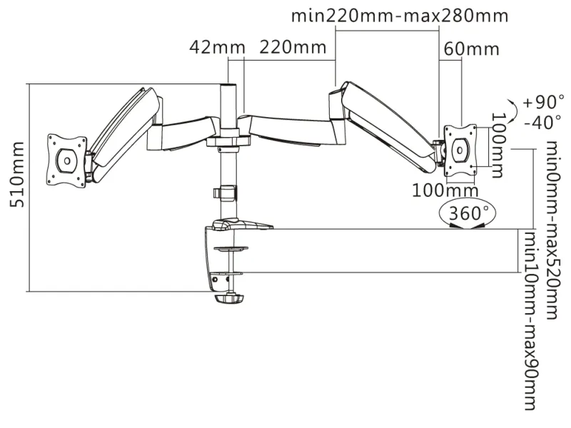 Table/desk stand for 2 monitors Reflecta FLEXO DeskPro 27-1010D 12