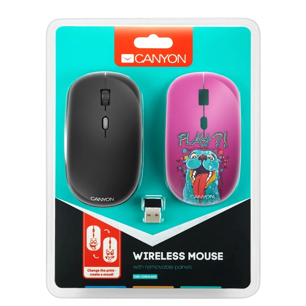Mouse Wireless Canyon CND-CMSW400PL, Multicolor