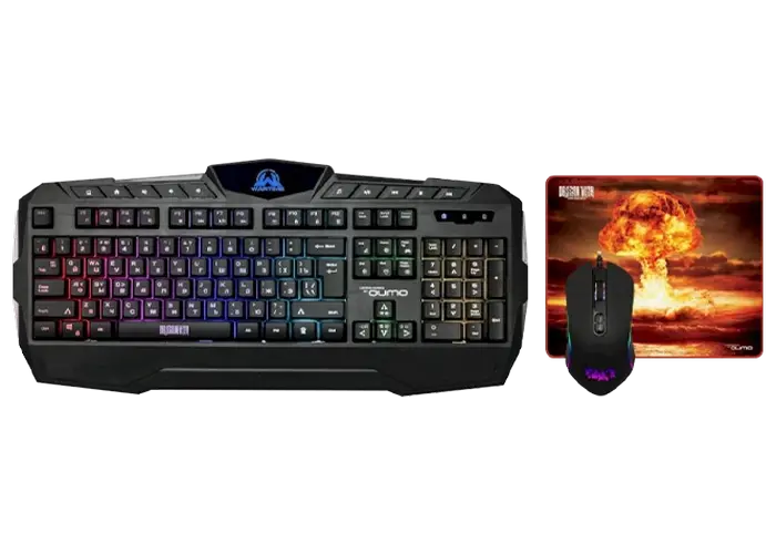 Set Tastatură + Mouse + Mouse Pad QUMO Wartime, Cu fir, Negru