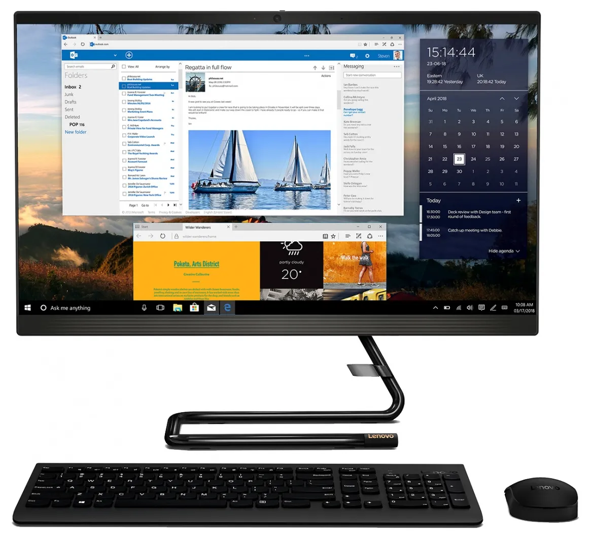 Computer All-in-One Lenovo IdeaCentre A340-22IGM, 21,5", Intel Pentium J5040, 4GB/256GB, Windows 10 Home, Negru
